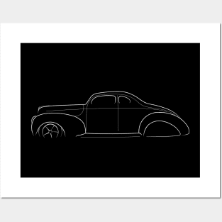 Chopped 1940 Ford Coupe - Profile stencil, white Posters and Art